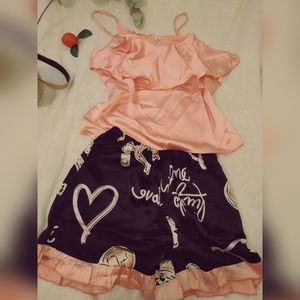 2 pc pajamas set Camisole Frill shorts